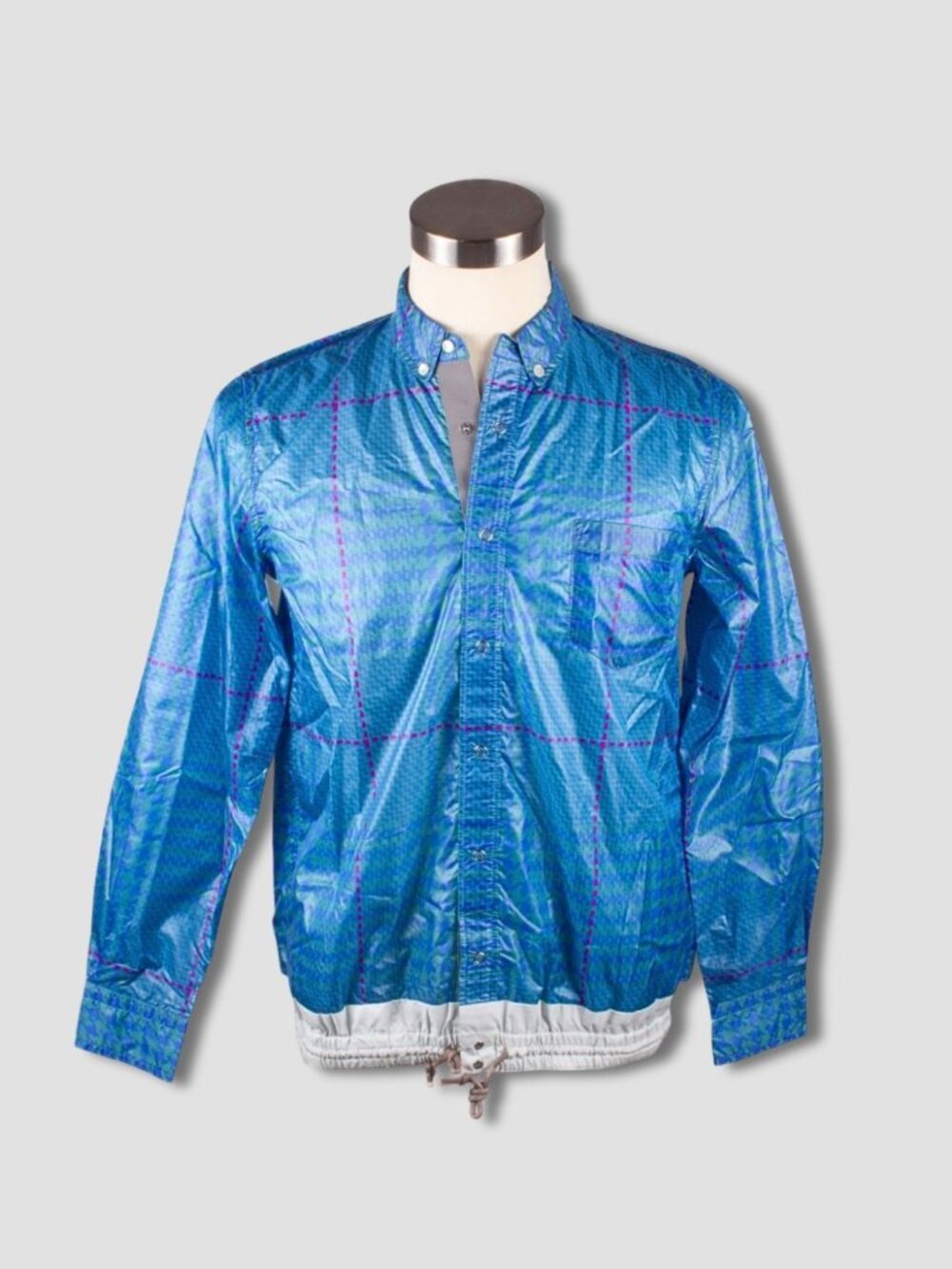 SACAI S/S 2014 RUNWAY Blue Plaid Polyester Lightweight Button Down Shirt